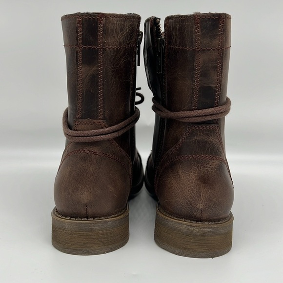 Steve Madden Mens Troopah-C Combat Boot, Brown Leather Lace Up & Zipper Close 7M - Picture 5 of 11
